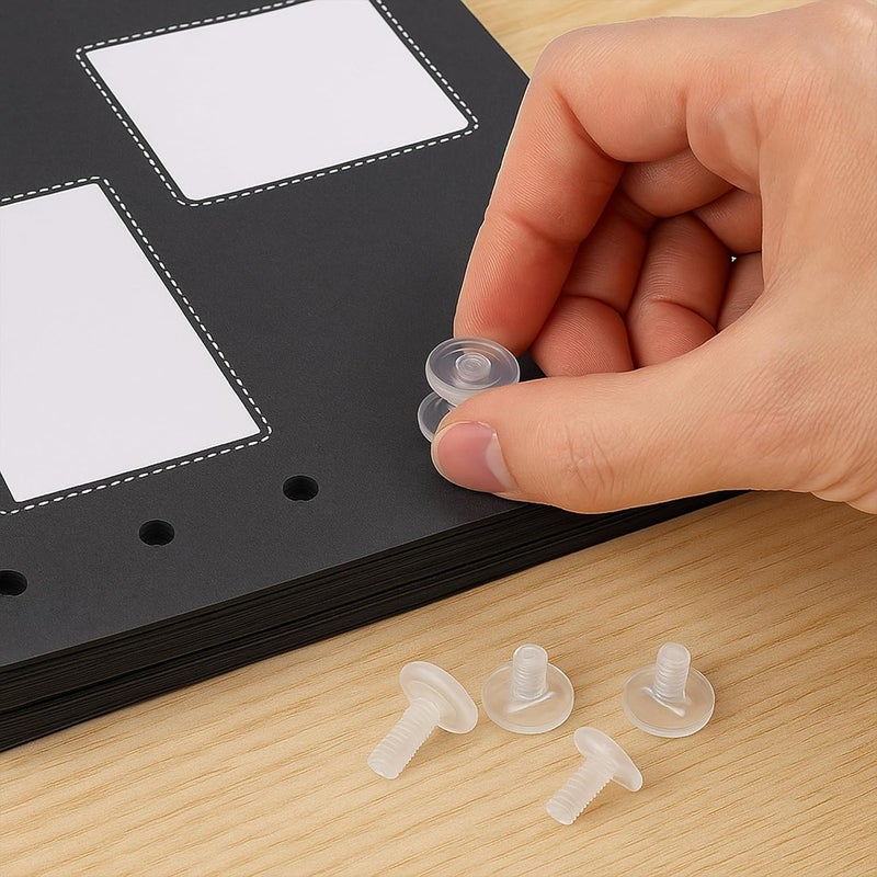 KH866 20 Sets 8mm Chicago Screws Plastic Screw Binding Post Rivets for Leather Belt Scrapbook Photo Albums Clear - Image 3